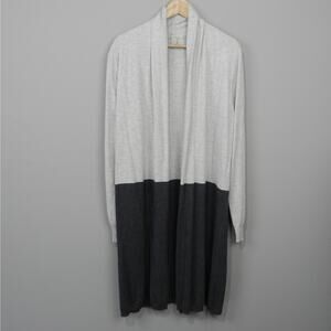 Blue Earth Open‎ Front Mid Length Color Block Knit Cardigan Size L Light Sweater